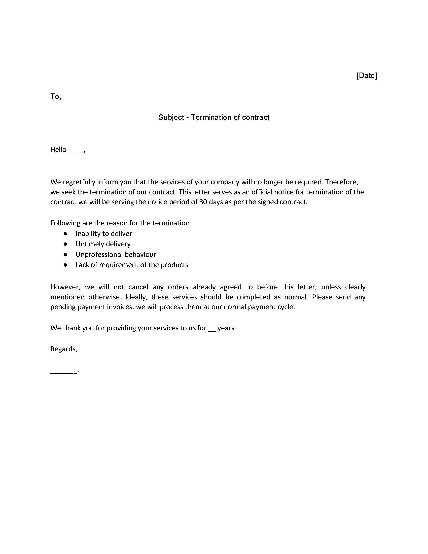 8 - Contract Termination Letter